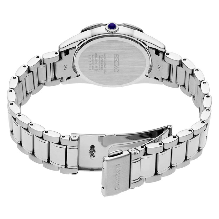 Seiko Women's White Dial Silver Stainless Steel Band Quartz Watch - SKK727