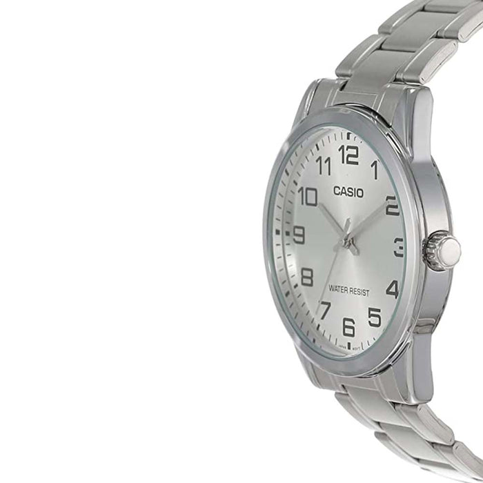 Casio Men's Silver Dial Gray Stainless Steel Band Quartz Watch - MTP-V001D-7BUDF