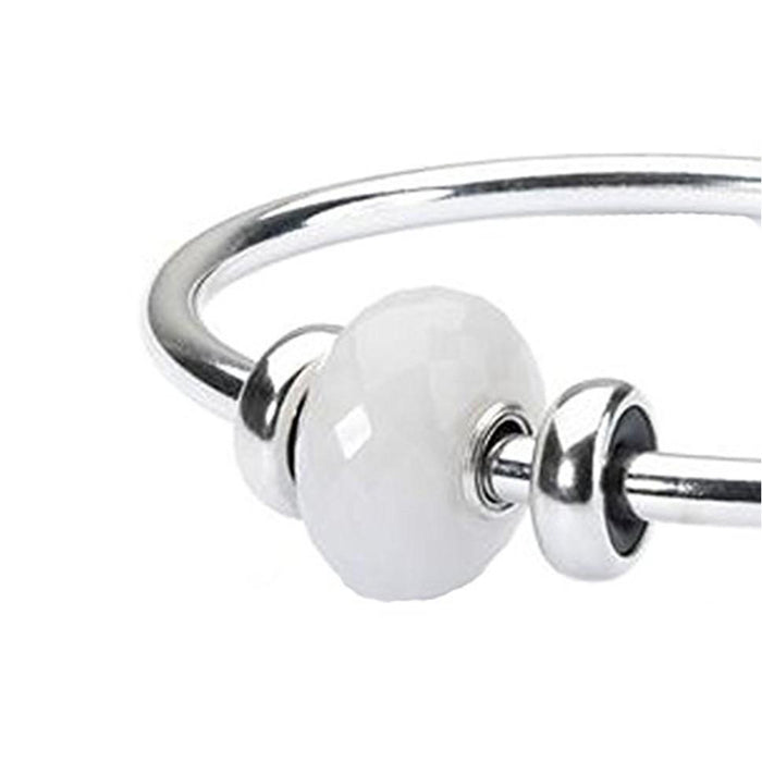 Trollbeads 925 Clear White Glass Bead Sterling Silver Ice Princess Bangle - TAGBO-00278