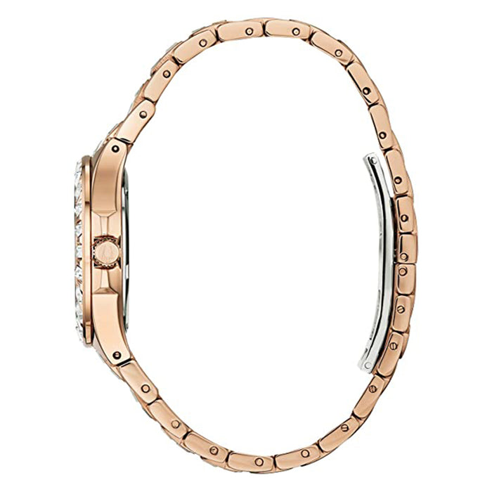 Bulova Phantom Womens Rose-Tone Stainless Steel Bracelet Band Silver Dial Watch - 98L268