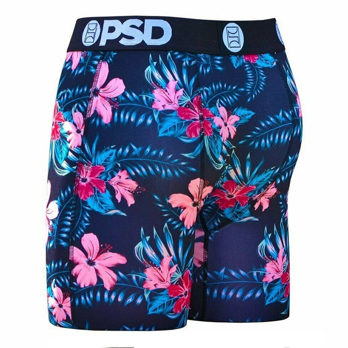 PSD Mens Floral Past Time Flowers Hibiscus Urban Athletic Boxer Briefs X-Large Underwear - E11911058-BLK-XL
