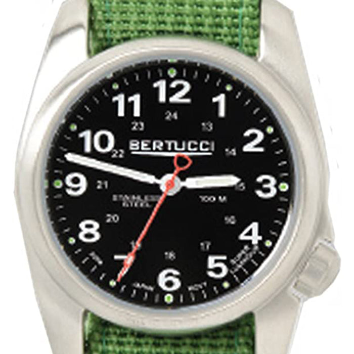 Bertucci Unisex Stainless Steel Case Black Dial Green Nylon Band Round Watch - 10015