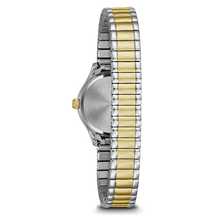 Caravelle Dress Womens Two-Tone Stainless Steel Bracelet Band Silver Quartz Dial Watch - 45L177