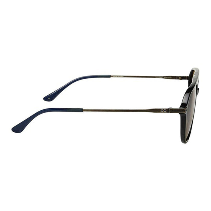 Toms Beckett Men's Shiny Black Frame Amber Mirror Lens Oval Sunglasses - 10013996
