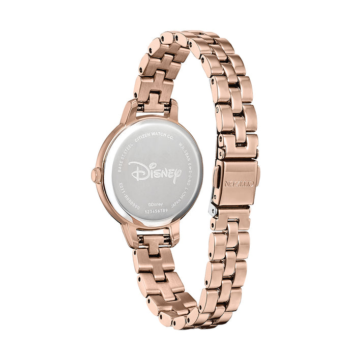 Citizen Eco-Drive Minnie Mouse Womens Rose Gold Stainless Steel Band White Quartz Dial Watch - EW2448-51W