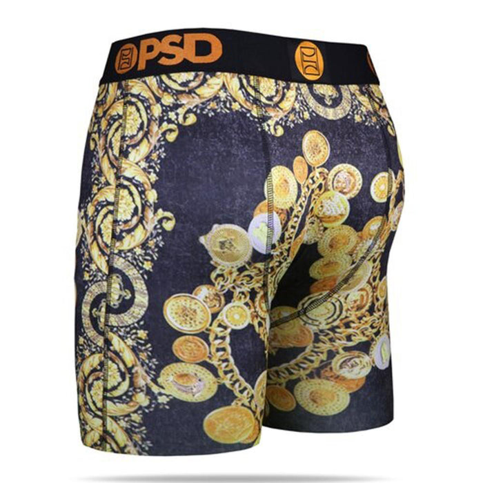PSD Mens Black Gold Chains Sace Bling Urban Boxer Briefs X-Large Underwear - E21810065-BLK-XL
