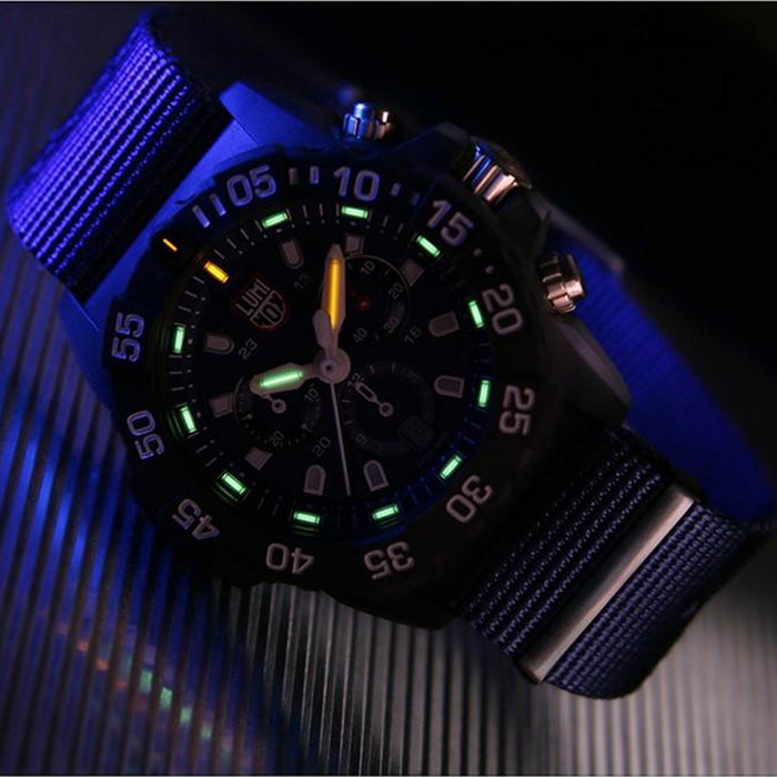 Luminox Men's Navy Seal 3580 Series Chronograph Blue Nylon Strap Blue Analog Dial Quartz Watch -  XS.3583.ND