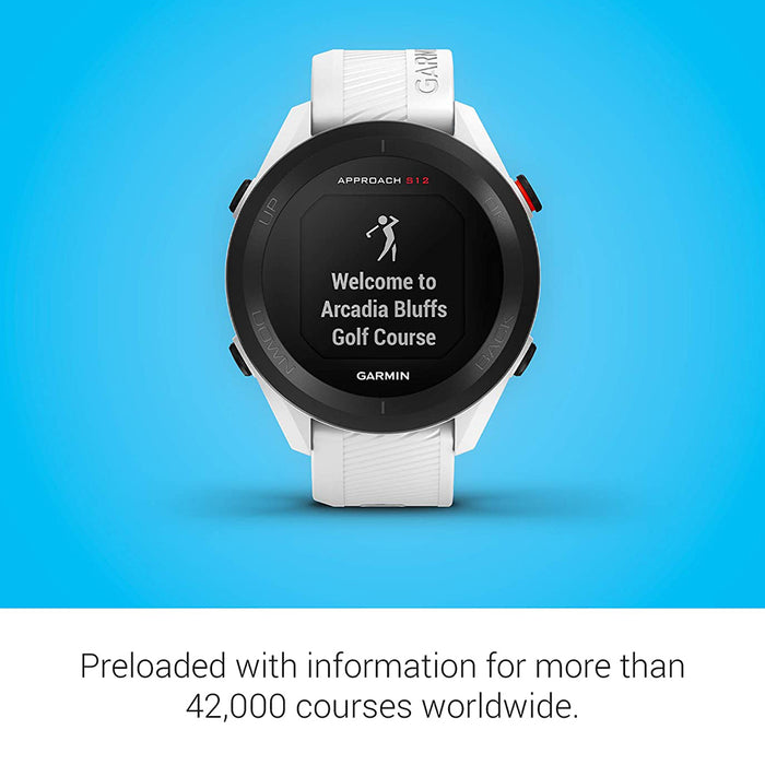 Garmin Approach S12 42k+ Preloaded Courses Easy-to-Use GPS Golf White Watch - 010-02472-02