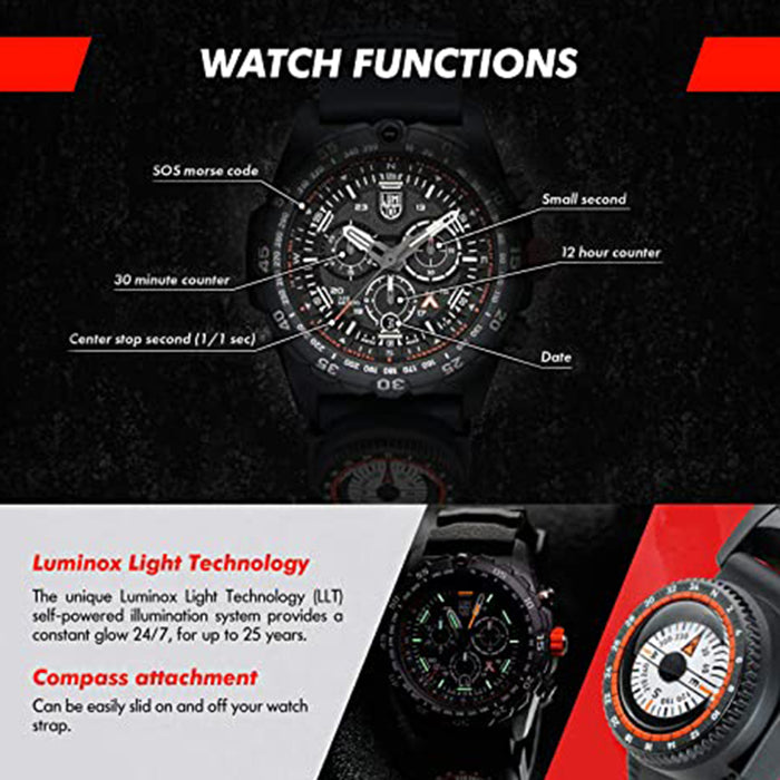 LUMINOX Men's Black Dial Silicon Band Quartz Watch - XB.3741