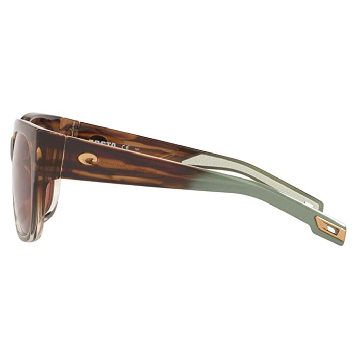 Costa Del Mar Womens Shiny Ocean Jade/Copper Frame Lens Polarized Square Sunglasses - WTR292OCP