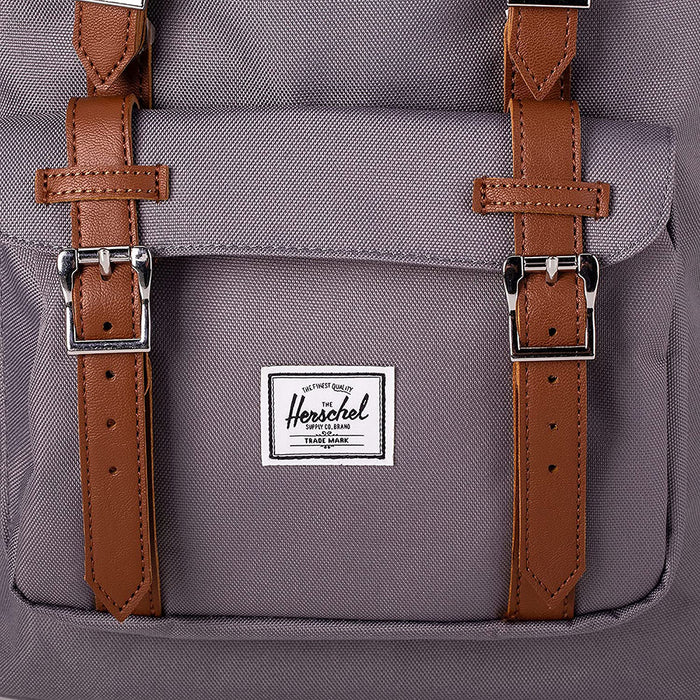 Herschel Unisex Grey/Tan Synthetic Leather Mid-Volume 17.0L Little America Laptop Backpack - 10020-00006-OS