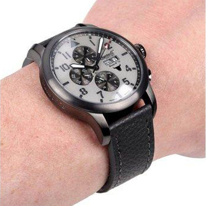 Ingersoll Stainless steel case and leather strap Grey Dial Black Men's Watch - IN1221GUGY