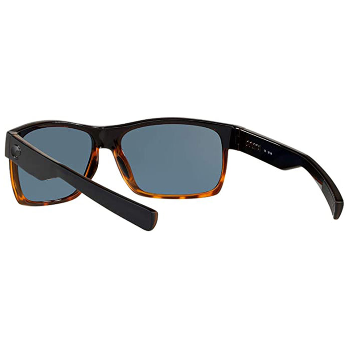 Costa Del Mar Mens Half Moon Rectangular Matte Black Shiny Tortoise Grey Polarized Sunglasses - HFM181OGP
