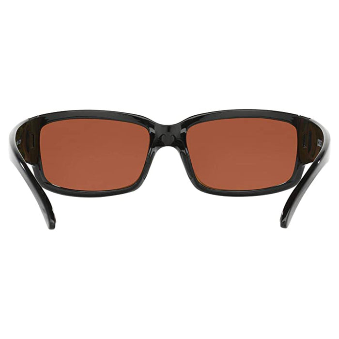 Costa Del Mar Men's Caballito Rectangular Shiny Black Copper Green Mirrored Polarized Sunglasses - CL11OGMP