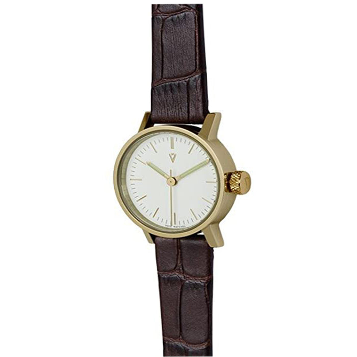 Void Womens Petite Brown Leather Strap Gold Watch - V03P-PG/CB/WH