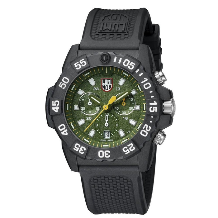 Luminox Men's Navy Seal 3580 Series Chronograph Black Rubber Strap Green Analog Dial Quartz Watch -  XS.3597