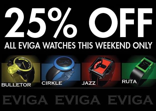 25% Off all Eviga Watches: this weekend only - WatchCo.com