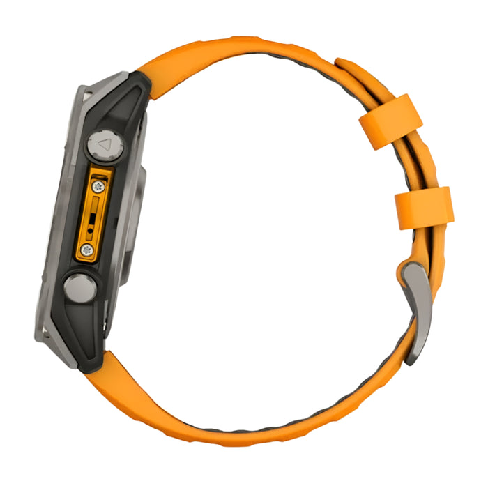 Garmin fēnix 8 Unisex Titanium with Spark Orange/Graphite Band Amoled Sapphire Long-Lasting Battery Life Dive-Rated Built-in LED Flashlight 47 Millimeters Premium Multisport GPS Smartwatch - 010-02904-10
