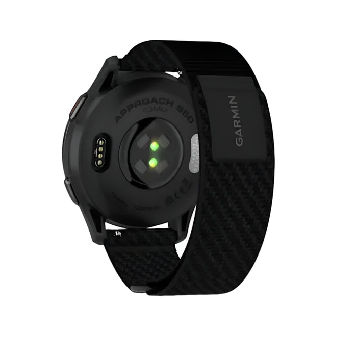 Garmin Approach® S50 Unisex Slate Aluminum Bezel with Black ComfortFit Nylon Band Amoled Display On-Course Features Wrist-Based Heart Rate Advanced Golf GPS Smartwatch - 010-03010-00