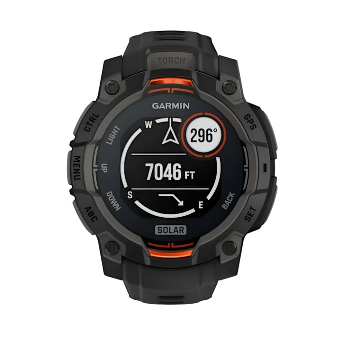 Garmin Instinct® 3 45 MM Unisex Black Solar Charged Display Metal-Reinforced Bezel Built-in Flashlight Rugged Outdoor GPS Smartwatch - 010-02934-00