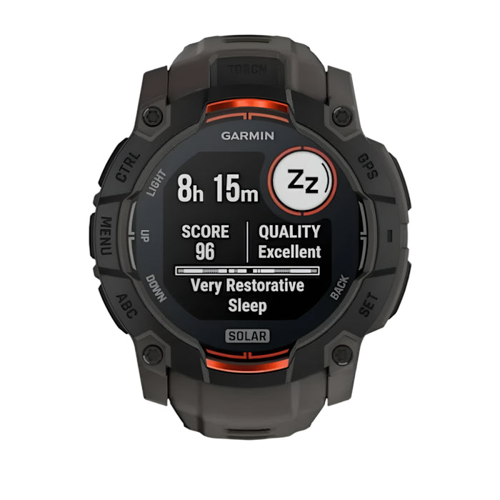 Garmin Instinct® 3 50 MM Unisex Charcoal Solar Charged Display Metal-Reinforced Bezel Built-in Flashlight Rugged Outdoor GPS Smartwatch - 010-02935-00