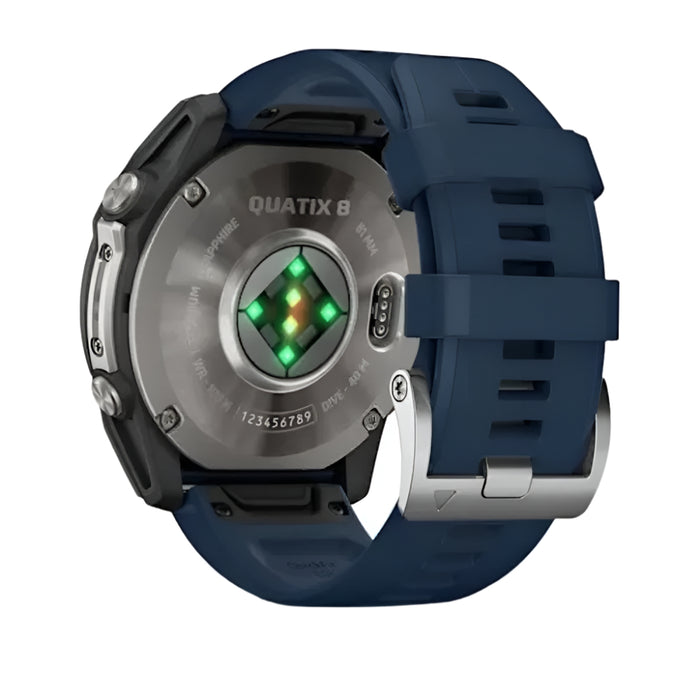 Garmin® quatix® 8 47 MM Unisex Blue Bright AMOLED Display Chartplotter Controls Built-in Flashlight 24/7 Health & Wellness Features Marine GPS Smartwatch - 010-02904-50