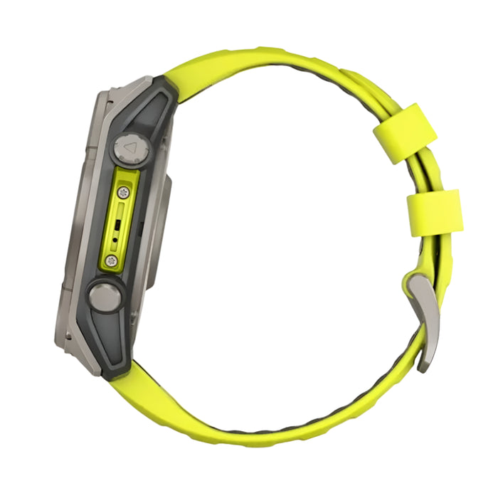 Garmin fēnix 8 Unisex Titanium with Amp Yellow/Graphite Band Solar Amoled Sapphire Long-Lasting Battery Life Dive-Rated Built-in LED Flashlight 51 Millimeters Premium Multisport GPS Smartwatch - 010-02907-20