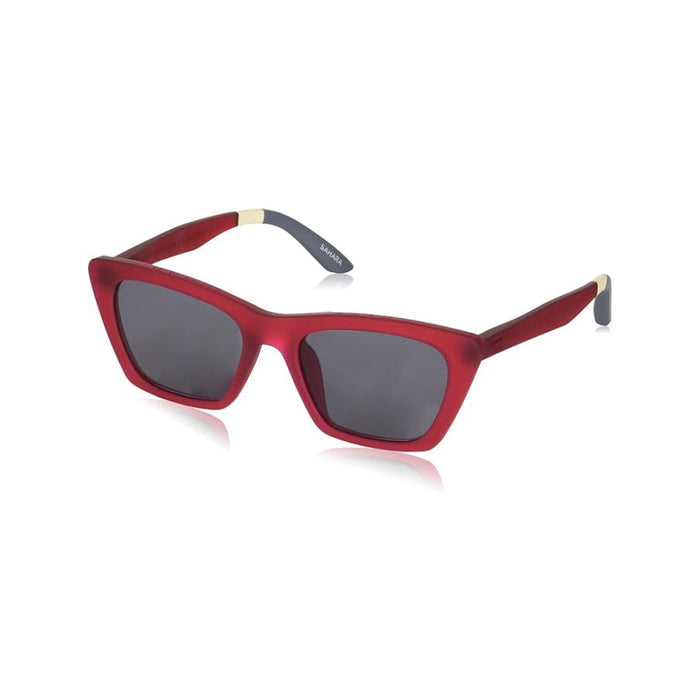 TOMS Women's Matte Beetroot Crystal Frame Dark Grey Lens Sahara Cat Eye Sunglasses - 10019177