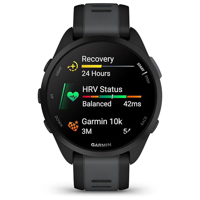 Garmin Unisex Black Forerunner 165 Music Colorful AMOLED Display Training Metrics and Recovery Insights Music on Your Wrist Running Smartwatch - 010-02863-30