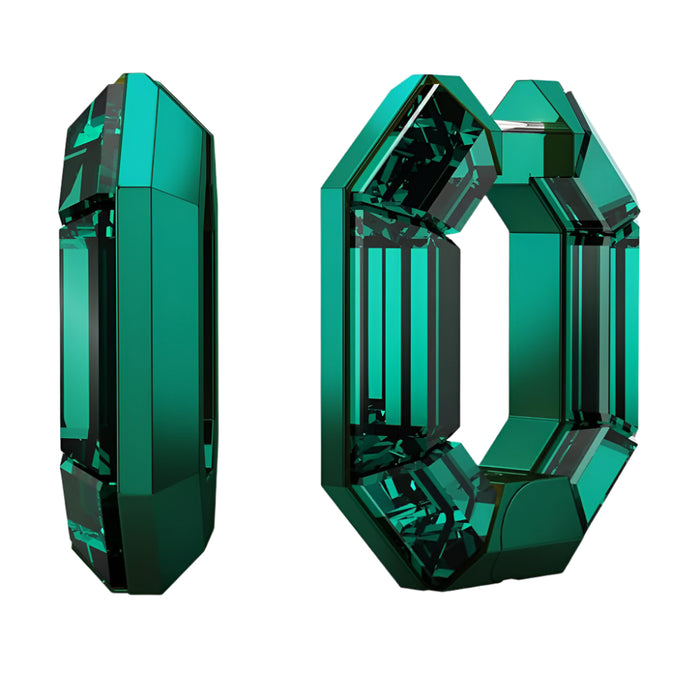 Swarovski Women's Green Octagon-Shaped Crystals Lucent Small Hoop Earrings - 5680786