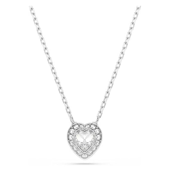 Swarovski Women's Clear Crystal Heart Pendant In Rhodium Finish Ariana Grande Angelic Necklace - 5720852