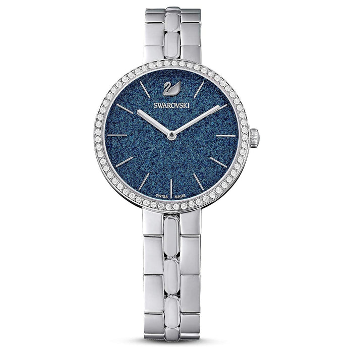 Swarovski Women's Blue Dial Silver Tone Metal Band Cosmopolitan Crystal Analog Quartz Watch - 5517790