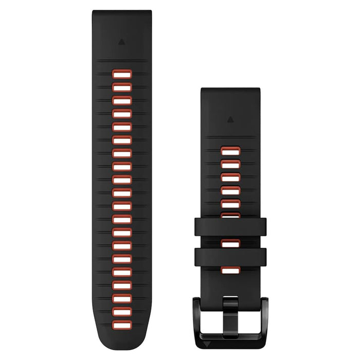 Garmin QuickFit 22 mm Black/Flame Red Silicone Watch Band - 010-13280-06