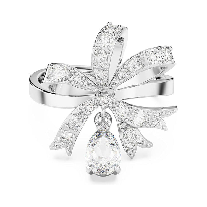 Swarovski Part of the Volta Collection Women's Clear Crystals on a Rhodium Finished Setting Size 8 Bow-Inspired Cocktail Ring - 5647722