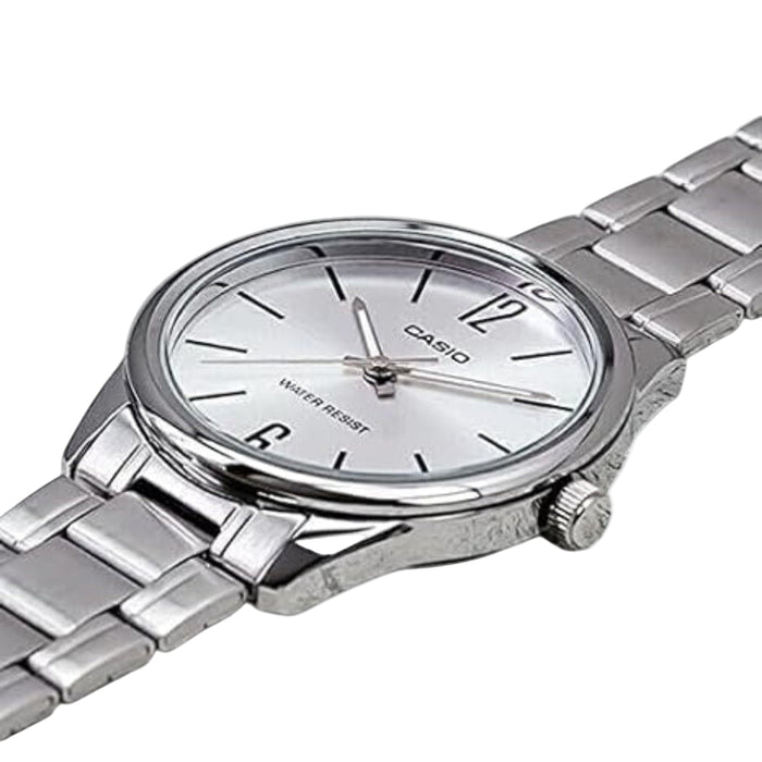 Casio Men's Standard Silver Dial Silver Stainless Steel Band Analog Japanese Quartz Watch - MTP-V005D-7BUDF
