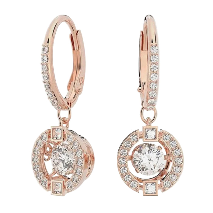 SWAROVSKI Women's Dancing Crystal And Matching Pave On A Rose-Gold Tone Finish Setting Una Pierced Drop Earrings - 5504753