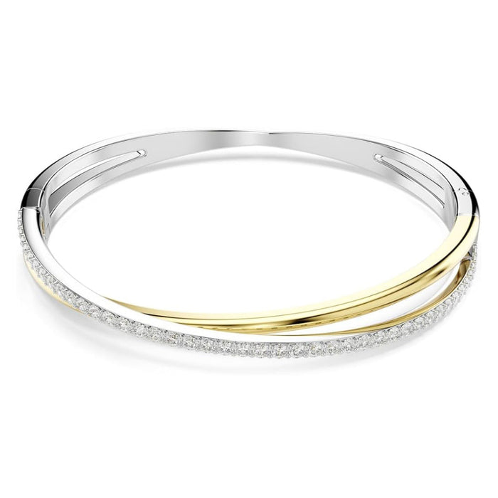 Swarovski Women's Clear Cubic Zirconia Mixed Metal Finish Round Cut Hyperbola Bangle Bracelet - 5689722