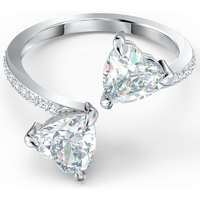 Swarovski Women's Clear Rhodium Finish Heart Cut Crystals Attract Soul Ring - 5535192