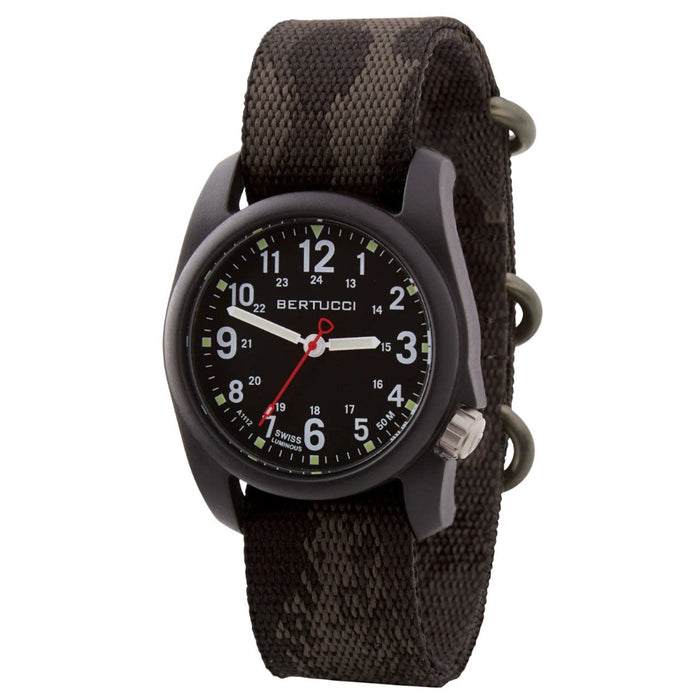 Bertucci Men's Black Dial Black Multicam Webbing Band Analog Japanese Quartz Watch - 11136