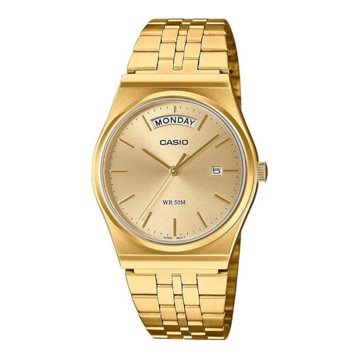 Casio Men's Gold Dial Gold Tone Stainless Steel Band Analog Japanese Quartz Watch - MTP-B146G-9AVDF