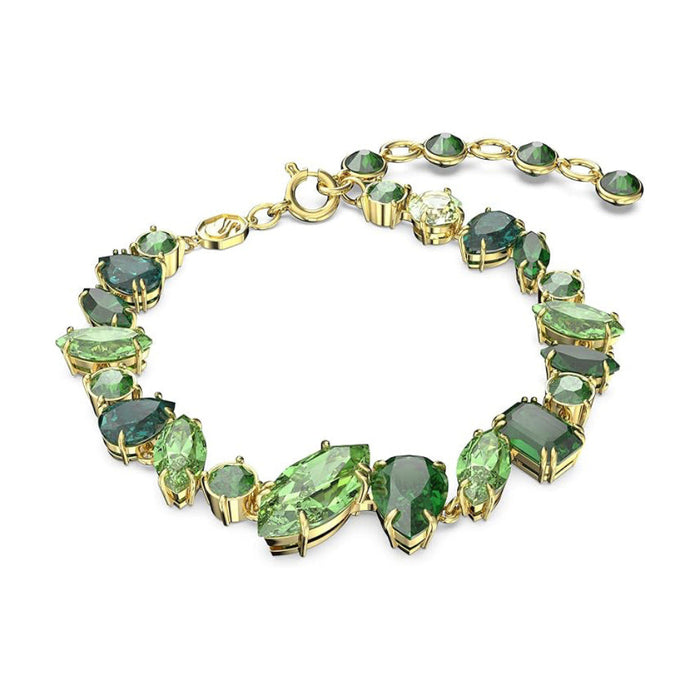 Swarovski Women's Green Crystals Mixed Cuts on Gold-Tone Finished Band Gema Soft Bracelet - 5652822