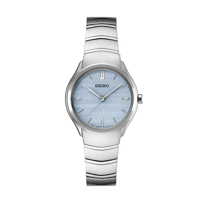 Seiko Women's Blue Dial Silver Stainless Steel Band Quartz Watch - SUR549