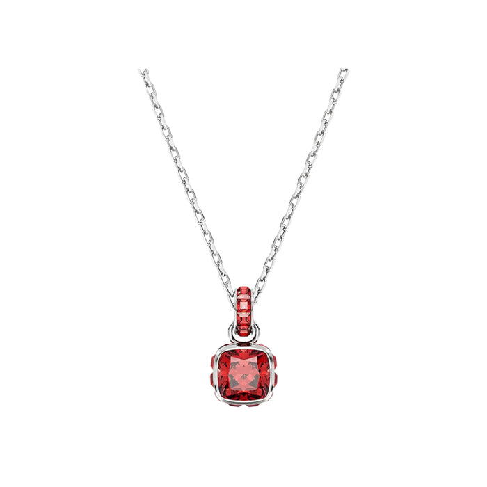 Swarovski Women's Red Square-Cut Stone and Crystals in a Rhodium-Finished Setting July Birthstone Pendant Necklace - 5652043
