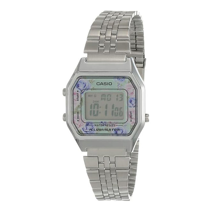 Casio Women's Gray Dial Silver Stainless Steel Band Digital Quartz Watch - LA680WA-4CDF