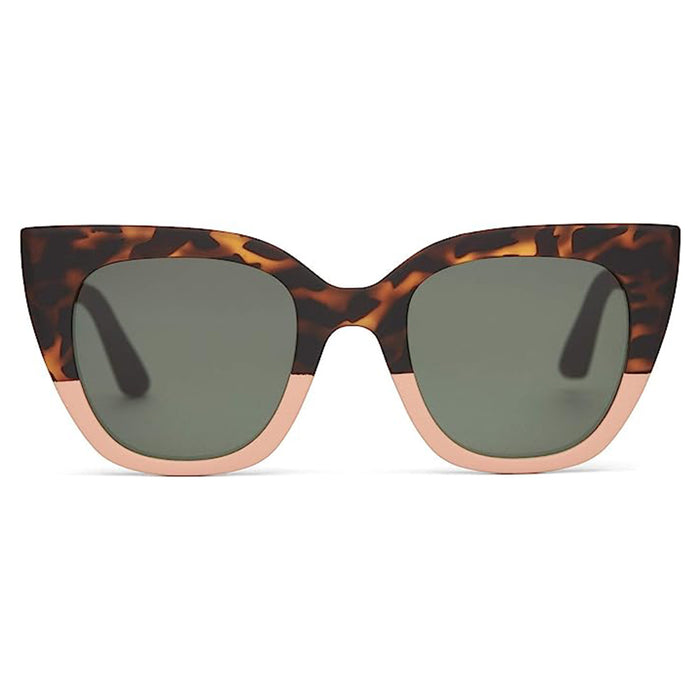TOMS Women's Matte Blonde Tortoise Coral Fade Frame Green Grey Lens Non-Polarized Sydney Cat Eye Sunglasses - 10015536