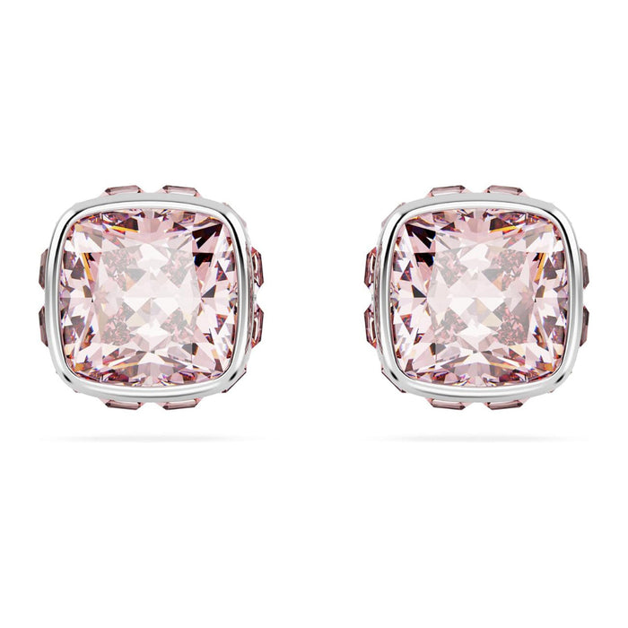 Swarovski Women's Pink Square-Cut Stone And Crystals In A Rhodium-Finished Setting June Birthstone Stud Earrings - 5660799