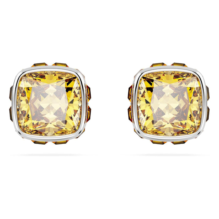 Swarovski Women's Yellow Square-Cut Stone and Crystals in a Rhodium-Finished Setting November Birthstone Stud Earrings - 5660802