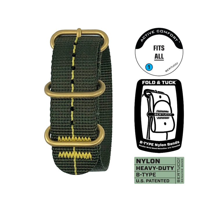 Bertucci Unisex Defender Olive Nylon 22 MM Watch Band - B-368G