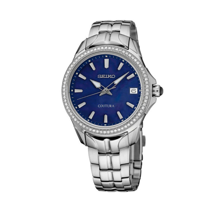 Seiko Coutura Collection Women's Blue Dial Silver Stainless Steel Band Quartz Watch - SUR591