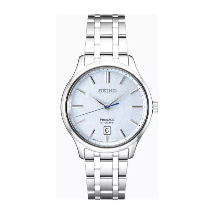 Seiko Men's Light Blue Dial Silver Stainless Steel Band Analog Automatic Watch - SRPF53